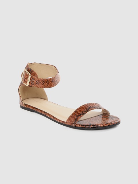 

Van Heusen Woman Brown Snakeskin Textured Open Toe Flats