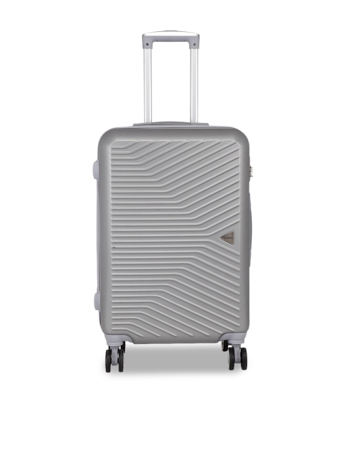 

Teakwood Leathers Unisex Silver-Toned Textured Hard-Sided Medium Trolley Suitcase