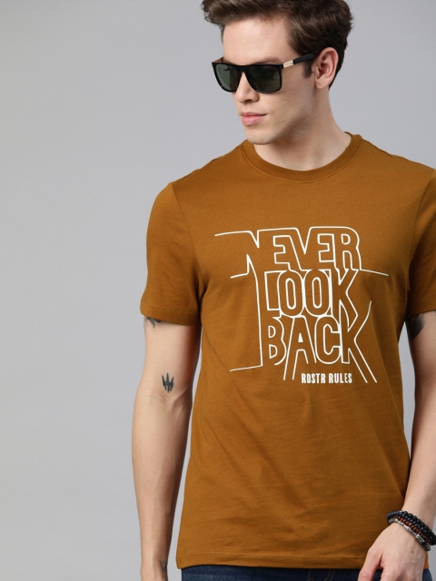 

Roadster Men Coffee Brown Printed Round Neck T-shirt