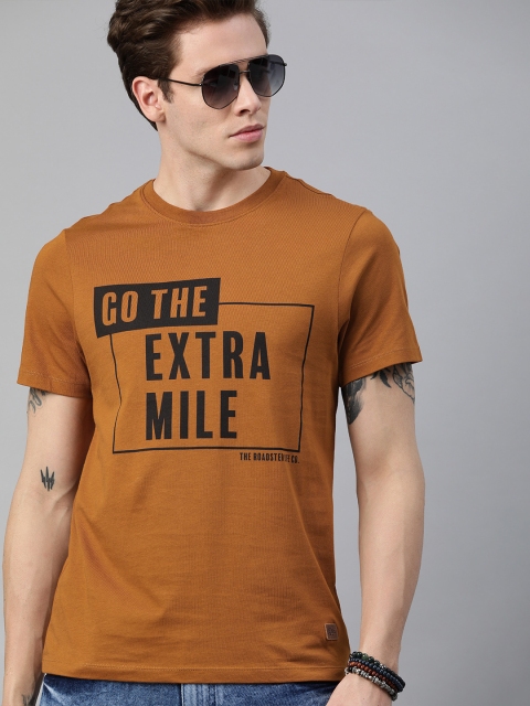 

Roadster Men Brown Printed Round Neck T-shirt