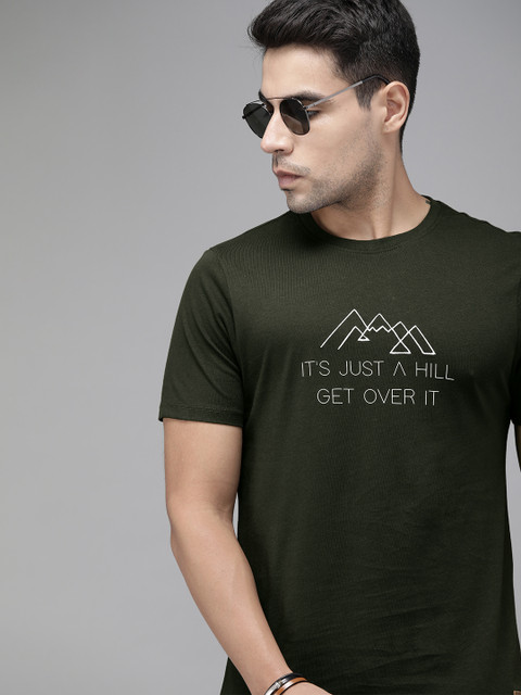

Roadster Men Grey Printed Round Neck T-shirt