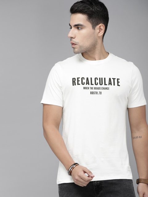 

Roadster Men White Printed Round Neck T-shirt