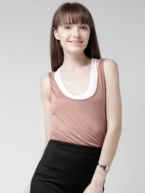 

FOREVER 21 Dusty Pink & Off-White Layered Tank Top
