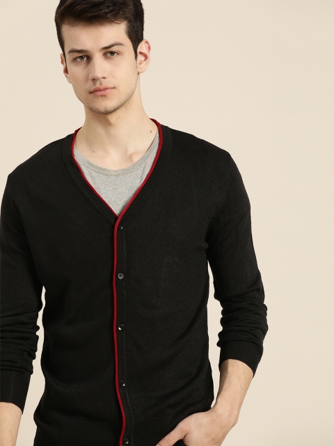 

INVICTUS Men Black Solid Acrylic Cardigan