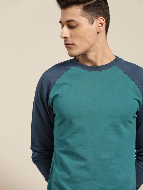 

INVICTUS Men Teal Blue Solid Sweatshirt