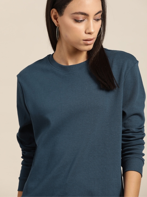 

her by invictus Women Navy Blue Solid Sweatshirt