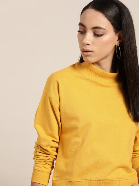 

her by invictus Women Mustard Solid Sweatshirt