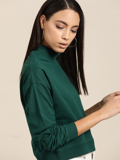 

her by invictus Women Green Solid Sweatshirt