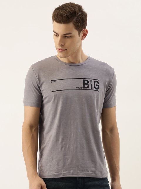 

Campus Sutra Men Grey Printed Round Neck T-shirt