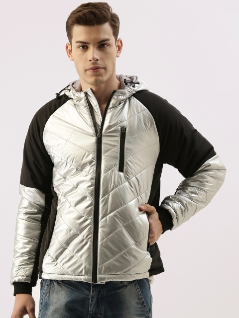 

Campus Sutra Men Grey Solid Windcheater Padded Jacket