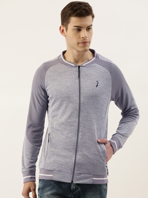 

Campus Sutra Men Grey Melange Solid Sporty Jacket