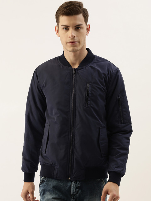 

Campus Sutra Men Navy Blue Solid Windcheater Bomber Jacket