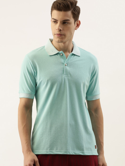 

Campus Sutra Men Sea Green Solid Polo Collar T-shirt