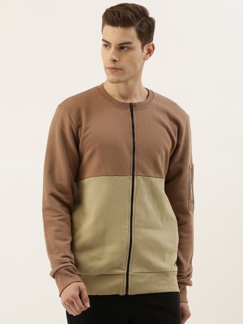 

Campus Sutra Men Beige & Brown Colourblocked Sweatshirt
