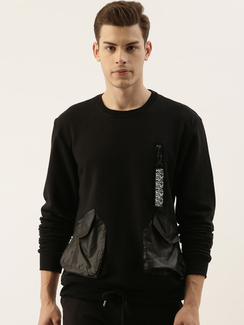

Campus Sutra Men Black Solid Sweatshirt