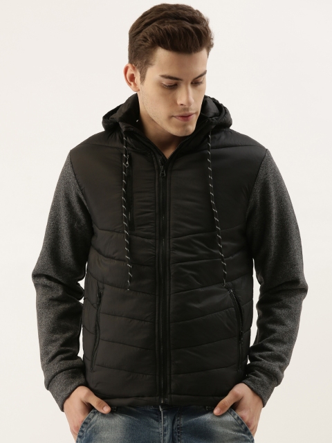 

Campus Sutra Men Black Solid Windcheater Bomber