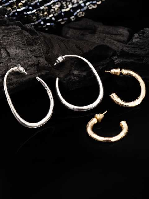 

TOKYO TALKIES X rubans FASHION ACCESSORIES Gold & Silver Set of 2 Half Hoop Earrings