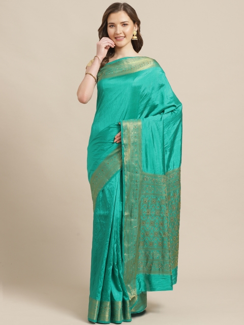 

Shaily Green Solid Saree