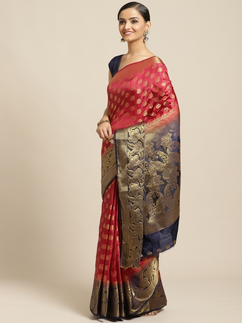 

Shaily Magenta & Golden Zari Woven Design Saree
