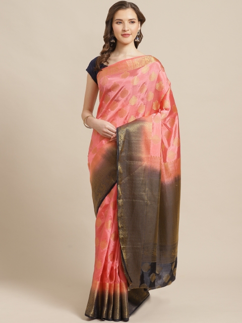 

Shaily Pink & Golden Woven Design Saree
