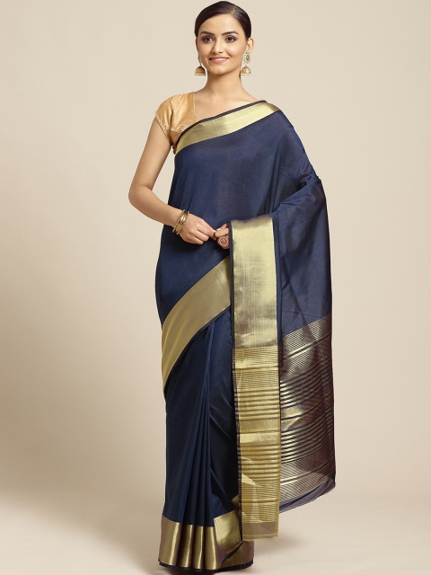 

Shaily Navy Blue Solid Saree