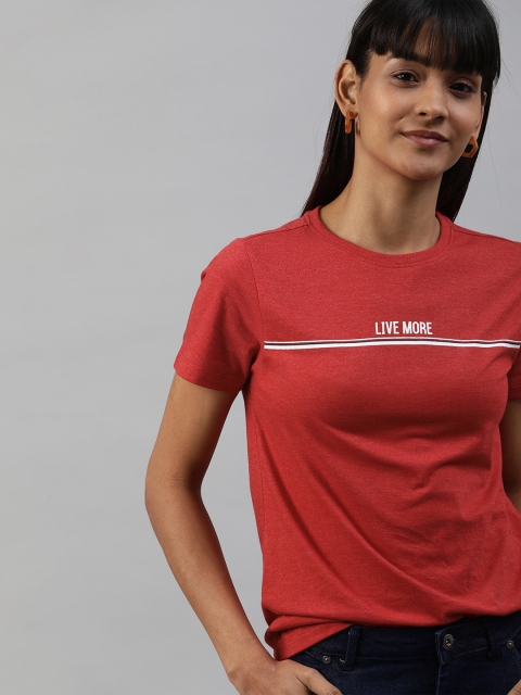 

Mast & Harbour Women Red Printed Round Neck T-shirt