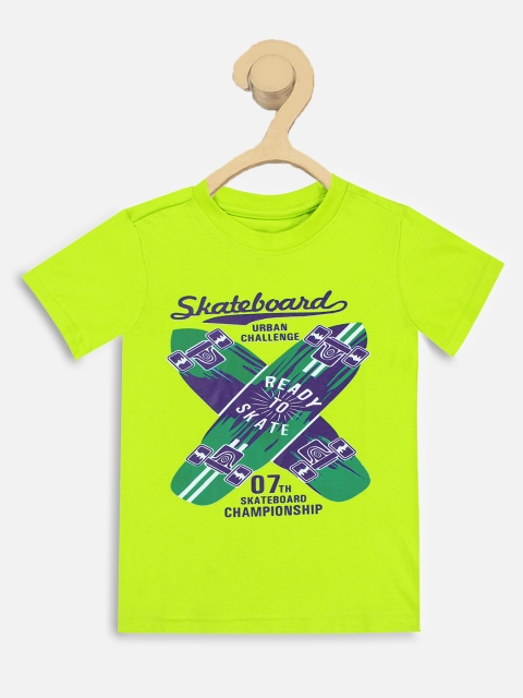 

Miss & Chief Boys Green & Blue Printed Round Neck T-shirt