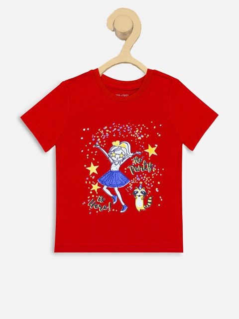 

Miss & Chief Girls Red Printed Round Neck T-shirt