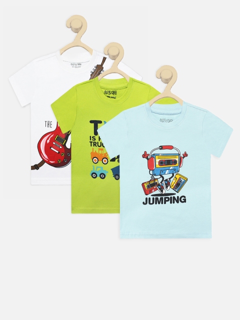 

Miss & Chief Boys Pack of 3 Printed Round Neck T-shirt, Green