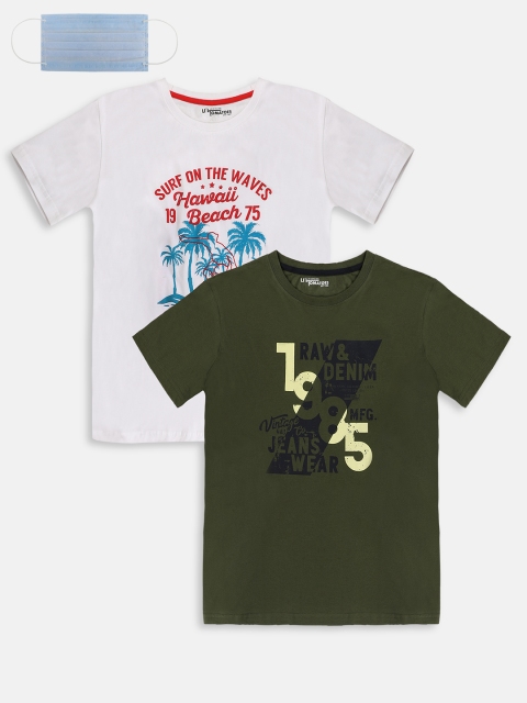 

Lil Tomatoes Boys Pack Of 2 Printed Round Neck Pure Cotton T-shirt, White