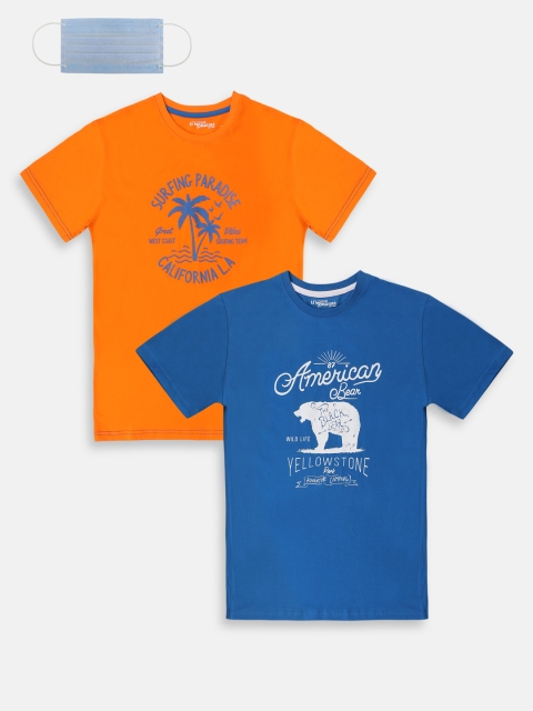 

Lil Tomatoes Boys Pack Of 2 Printed Round Neck T-shirt, Blue