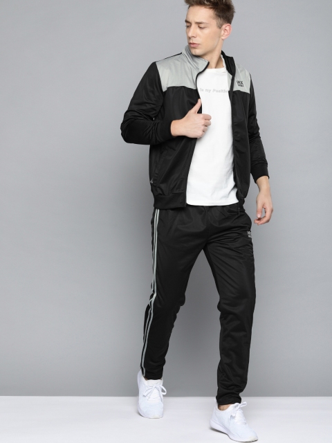 

HRX by Hrithik Roshan Men Black & Grey Colourblocked Regular Rapid-Dry Football Tracksuit