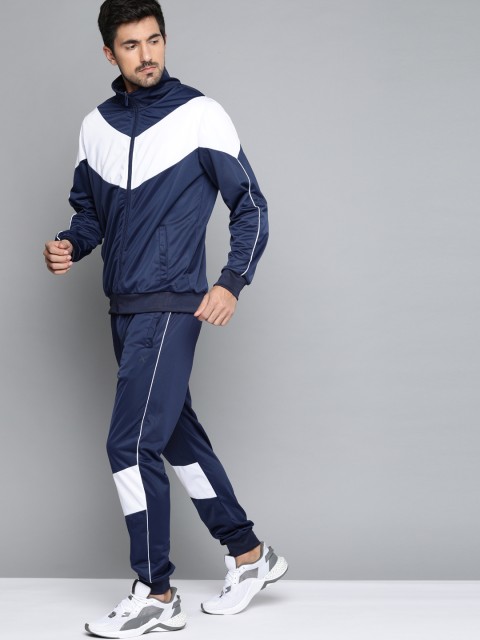

HRX by Hrithik Roshan Men Navy Blue Colourblock RapidDry Antimicrobial Lifestyle Tracksuit