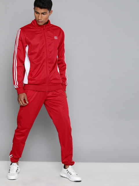 

HRX by Hrithik Roshan Men Red Colourblock Rapid-Dry Antimicrobial Football Tracksuit