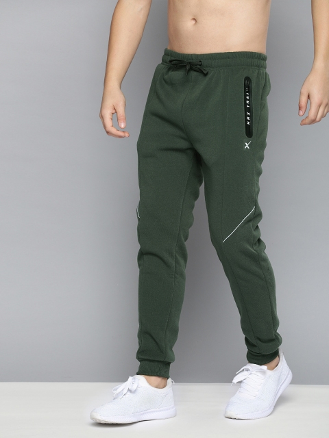 

HRX by Hrithik Roshan Men Olive Melange Solid Slim Fit Rapid-Dry Training Track Pants