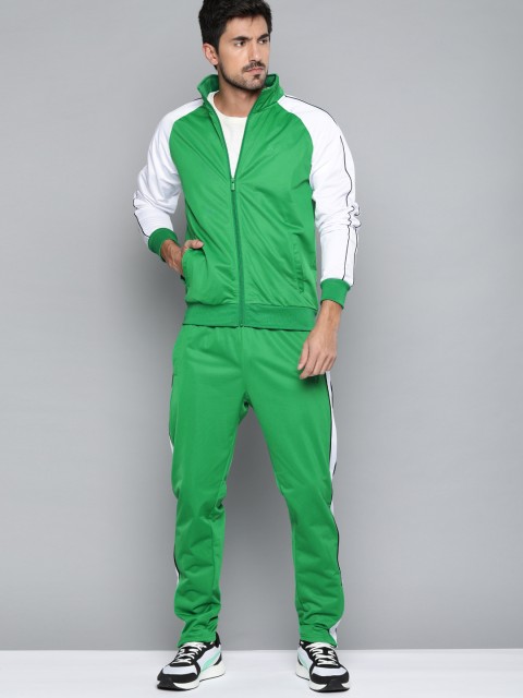 

HRX by Hrithik Roshan Men Green Colourblock Rapid-Dry Antimicrobial Lifestyle Tracksuit