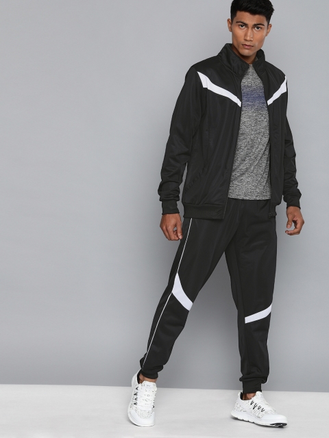 

HRX by Hrithik Roshan Men Black Colourblock Rapid-Dry Antimicrobial Football Tracksuit