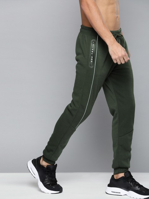 

HRX by Hrithik Roshan Men Olive Melange Solid Slim Fit Rapid-Dry Training Track Pants