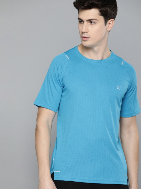 

HRX by Hrithik Roshan Men Blue Self Design Rapid-Dry Round Neck Running T-shirt