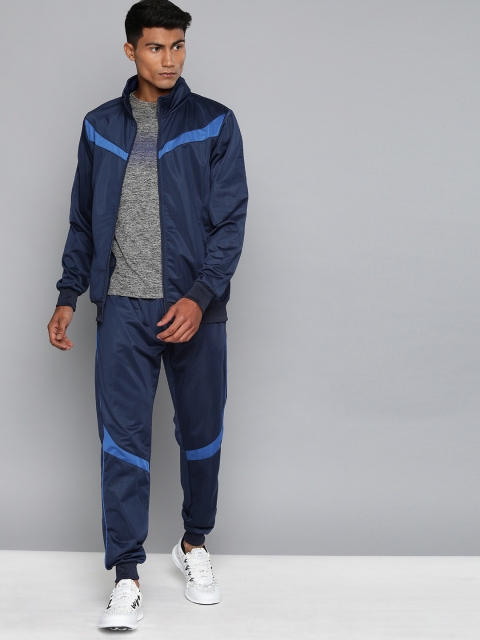 

HRX by Hrithik Roshan Men Blue Colourblocked Rapid-Dry Antimicrobial Football Tracksuit, Navy blue