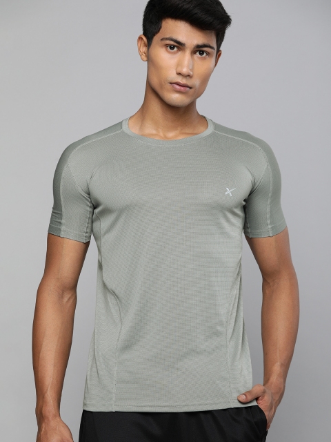 

HRX by Hrithik Roshan Men Grey Solid Rapid-Dry Running T-shirt