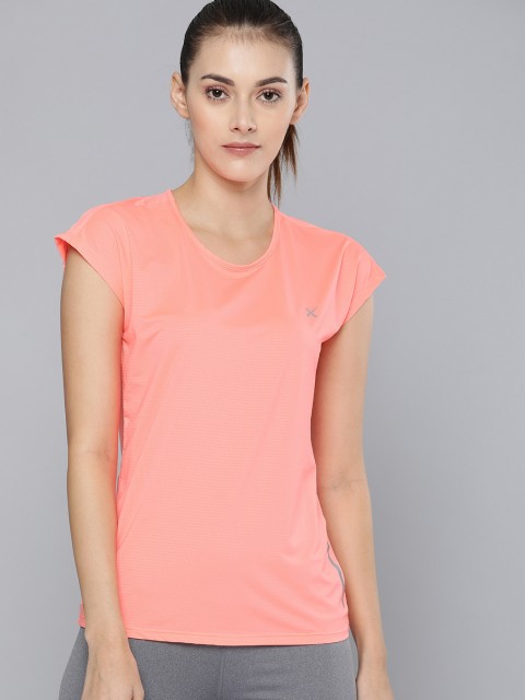 

HRX by Hrithik Roshan Women Peach- Coloured Striped Rapid-Dry Running Top