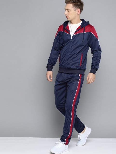 

HRX by Hrithik Roshan Men NavyBlue Colourblock Rapid-Dry Antimicrobial Football Tracksuit, Navy blue