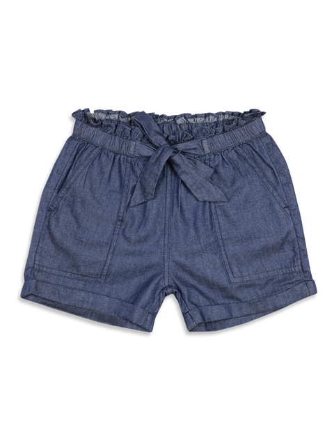 

ELLE Girls Blue Solid Regular Fit Denim Shorts