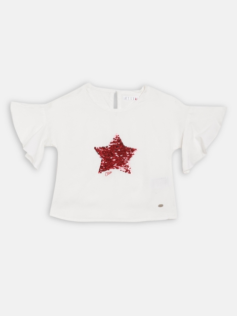 

ELLE Girls White Embellished Top