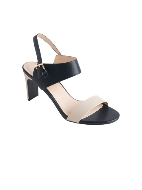 

LEMON & PEPPER Women Cream-Coloured & Black Solid Block Heels