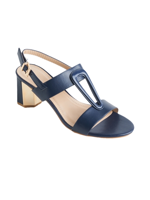 

LEMON & PEPPER Women Navy Blue Solid Block Heels