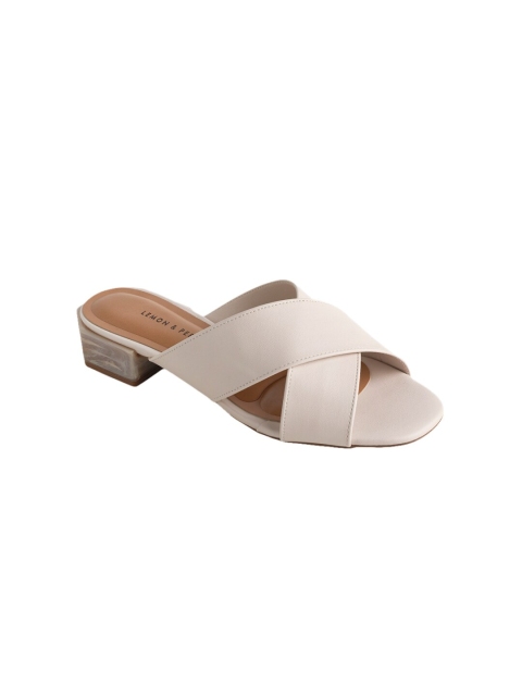 

LEMON & PEPPER Women Cream-Coloured Solid Mules