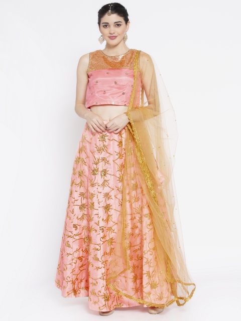 

studio rasa Pink & Yellow Embroidered Ready to Wear Lehenga & Blouse with Dupatta