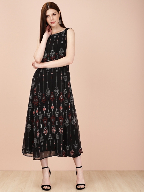 

all about you Women Black & Red Printed Empire Dress